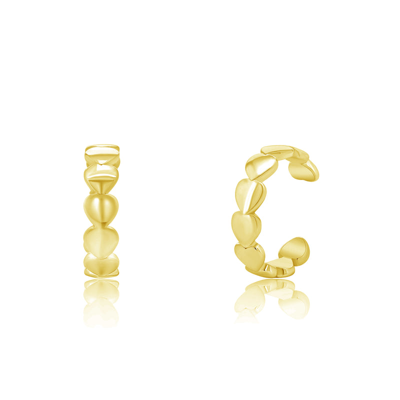 Gold Plated 925 Sterling Silver Multi Heart Cuff Earring - STE01289-GP