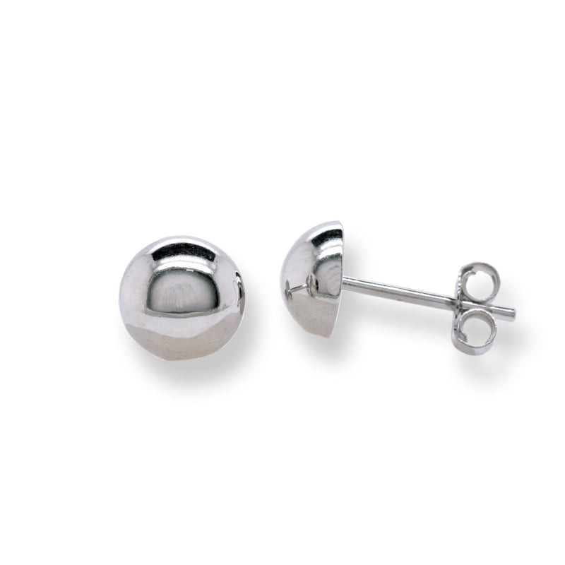 Sterling Silver Rhodium Plated 6.8mm Half Ball Stud Earring - STE01394