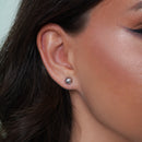 Sterling Silver Rhodium Plated 6.8mm Half Ball Stud Earring - STE01394