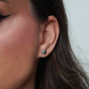 Sterling Silver Rhodium Plated 7.7mm x 7.2mm Plain Heart Stud Earring - STE01398