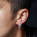 Clearance-Rhodium Plated 925 Sterling Silver Basketball Hoop CZ Men's Earrings - STEM035