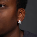 Clearance-Rhodium Plated 925 Sterling Silver CZ Men's Earrings - STEM105