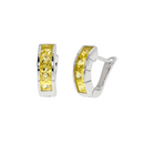 Clearance - Rhodium Plated 925 Sterling Silver Men's CZ Half Hoop Earrings - STEM114