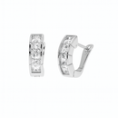 Clearance - Rhodium Plated 925 Sterling Silver Men's CZ Half Hoop Earrings - STEM114