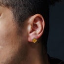 Clearance-Rhodium Plated 925 Sterling Silver Square DC Yellow Citrine CZ Stud Earring - STEM150-7MM