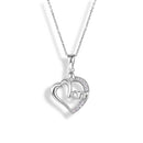 Silver 925 Clear CZ Rhodium Plated Mom Heart Pendant Necklace - STP00242