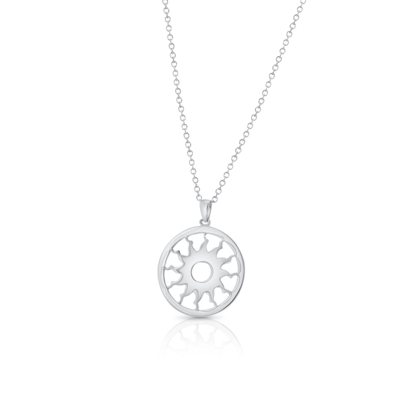 Clearance-Silver 925 Blazing Sun Pendant Necklace - STP00258