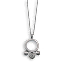 Rhodium Plated 925 Sterling Silver Open Circle with 3 Dangling Hearts Necklace - STP00306