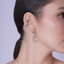 Rhodium Plated 925 Sterling Silver Multi Heart Cuff Earring - STE01289-RH