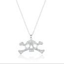 Collar con colgante de calavera chapado en rodio con circonita transparente de plata 925 - STP00395