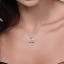 Silver 925 Rhodium & Gold Plated CZ Heart Mom Pendant Necklace - STP00504