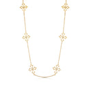 Clearance-Silver 925 Gold Plated Pointy Cross CZ Necklace - STP00598GP