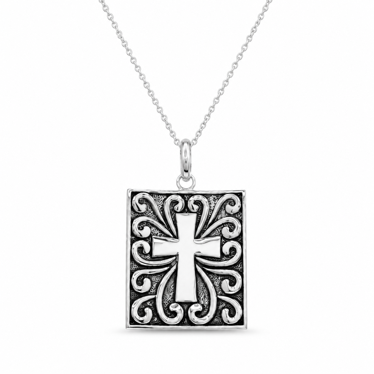 Liquidación - Colgante de cruz de plata 925 rodiada - STP00774
