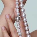 Rhodium Plated 925 Sterling Silver Pearl Pendant Necklace - STP00929