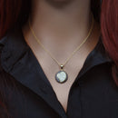 Collar con colgante de corazón de ónix redondo martillado con circonitas cúbicas transparentes y acabado en rodio negro mate (plata 925) - STP00990