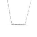 Silver 925 Rhodium Plated Clear CZ Line Pendant Necklace - STP01394