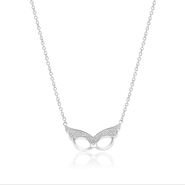 Collar con colgante de mascarada de circonita transparente chapado en rodio de plata 925 - STP01440