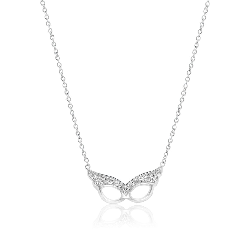 Collar con colgante de mascarada de circonita transparente chapado en rodio de plata 925 - STP01440