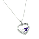 Rhodium Plated 925 Sterling Silver Floating CZ Birthstone Heart Pendant - STP01469