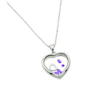 Rhodium Plated 925 Sterling Silver Floating CZ Birthstone Heart Pendant - STP01469