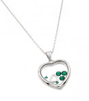 Rhodium Plated 925 Sterling Silver Floating CZ Birthstone Heart Pendant - STP01469