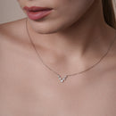 Silver 925 Rhodium Plated 'V'-Shaped CZ Pendant Necklace - STP01484