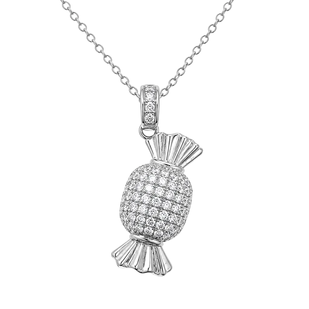 Collar de caramelos de plata de ley 925 rodiada con circonitas - STP01653