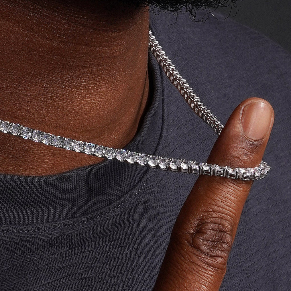 DIFFERENT NECKLACE PREMIUM 925シルバー　55 Rhodium Plated 925 Sterling Silver Round CZ Tennis Necklace and