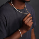 Gold Plated 925 Sterling Silver Round CZ Link Chains and Bracelet 5mm - STP01708 GP