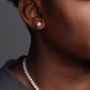 Gold Plated 925 Sterling Silver Round Basket Clear CZ Stud Earring - STE00592GP