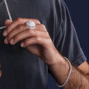 Rhodium Plated 925 Sterling Silver Dome CZ Hip Hop Ring - GMR00320