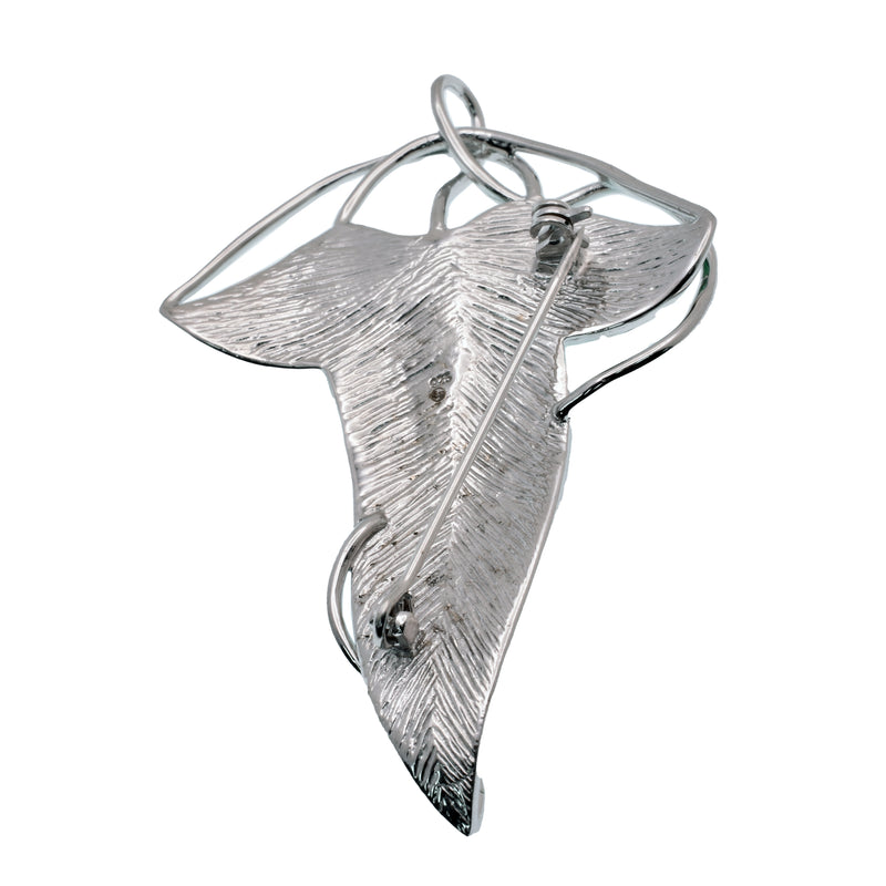 Rhodium Plated 925 Sterling Silver Elven Leaf 44.2mm x 68.6mm Brooch Pin - STPP0213