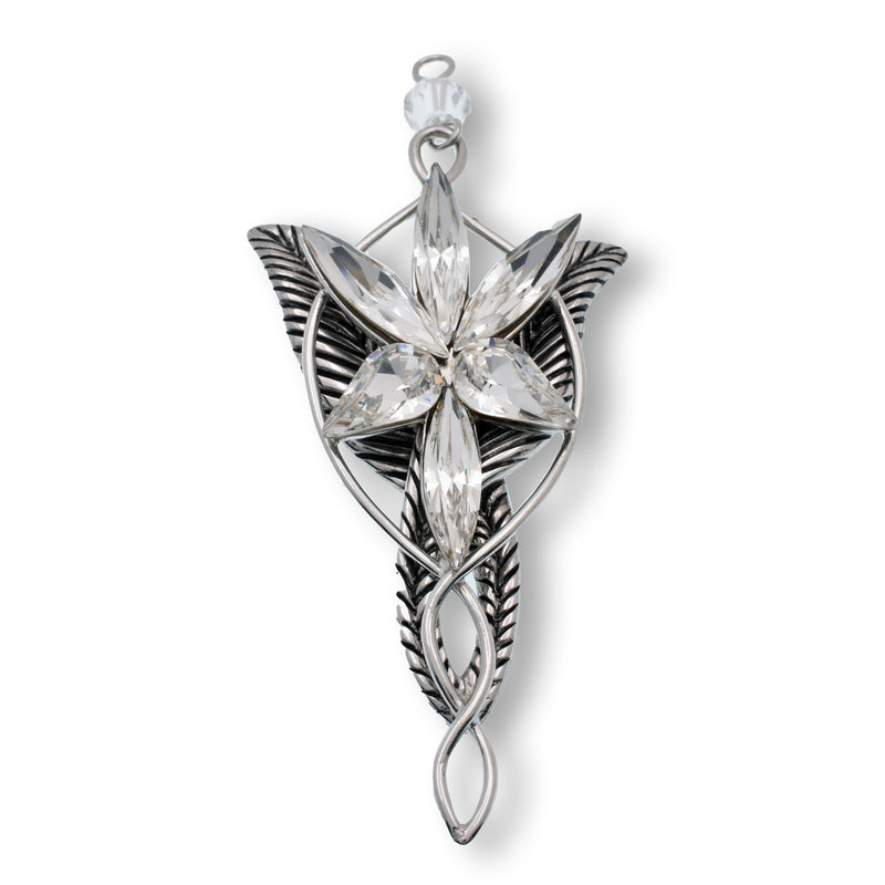 Rhodium Plated 925 Sterling Silver Evenstar Marquise Clear CZ 29mm x 68mm Pendant - STPP0245