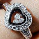 Silver 925 Rhodium Plated Black Outlined Heart CZ Ring - STR00002