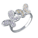 Clearance-Silver 925 Rhodium Plated Double CZ Butterfly Ring - STR00004YLW