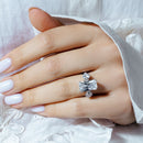 Clearance-Silver 925 Rhodium Plated Rectangular and Heart CZ Ring - STR00050CLR