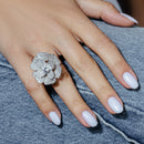 Clearance-Silver 925 Rhodium Plated Clear Pave Set CZ Flower Ring - STR00521