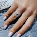 Silver 925 Rhodium Plated Double CZ Star Ring - STR00055