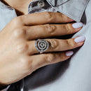 Liquidación - Anillo de circonita cúbica con diana curvada en plata 925 rodiada - STR00092