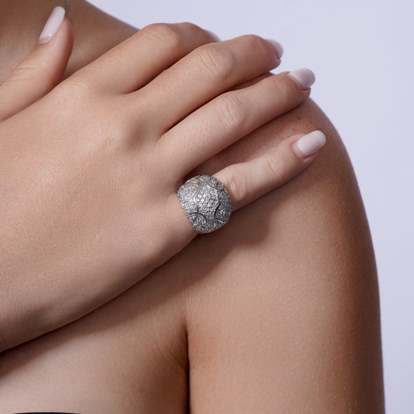 Liquidación - Anillo de plata 925 rodiada con pavé de circonitas - STR00137