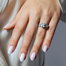 Liquidación - Anillo de plata 925 rodiada con circonitas de corte princesa, pasado, presente y futuro - STR00201