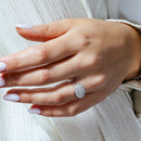 Clearance-Silver 925 Rhodium Plated Pave Set CZ Oval Ring - STR00205