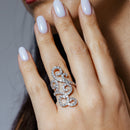 Silver 925 Rhodium Plated CZ Wave Ring - STR00225