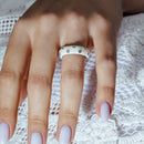 Clearance-Silver 925 Rhodium Plated White Enamel CZ Dot Ring - STR00680