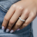 Clearance-Silver 925 Rhodium Plated White Enamel CZ Wavy Ring - STR00686