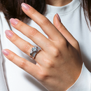 Silver 925 Black Rhodium Plated Black Center Clear Baguette Marquise CZ Ring - STR00757