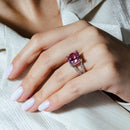 Liquidación - Anillo de plata 925 rodiada con circonita rosa cuadrada - STR00075PNK