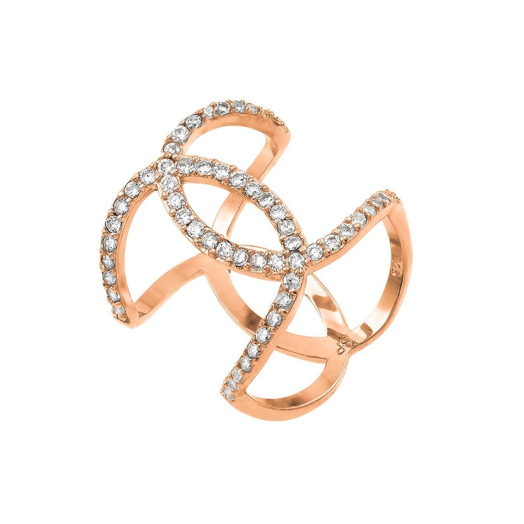Anillo de plata de ley 925 rodiada con circonitas cúbicas - STR01008
