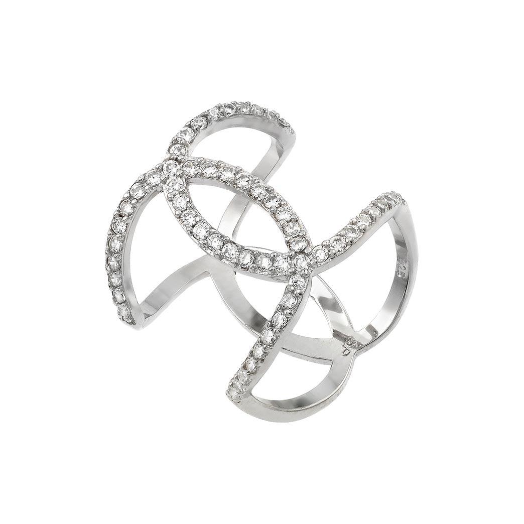 Anillo de plata de ley 925 rodiada con circonitas cúbicas - STR01008