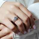 Silver 925 Rhodium Plated Open Shank Halo Wedding Ring - STR01049